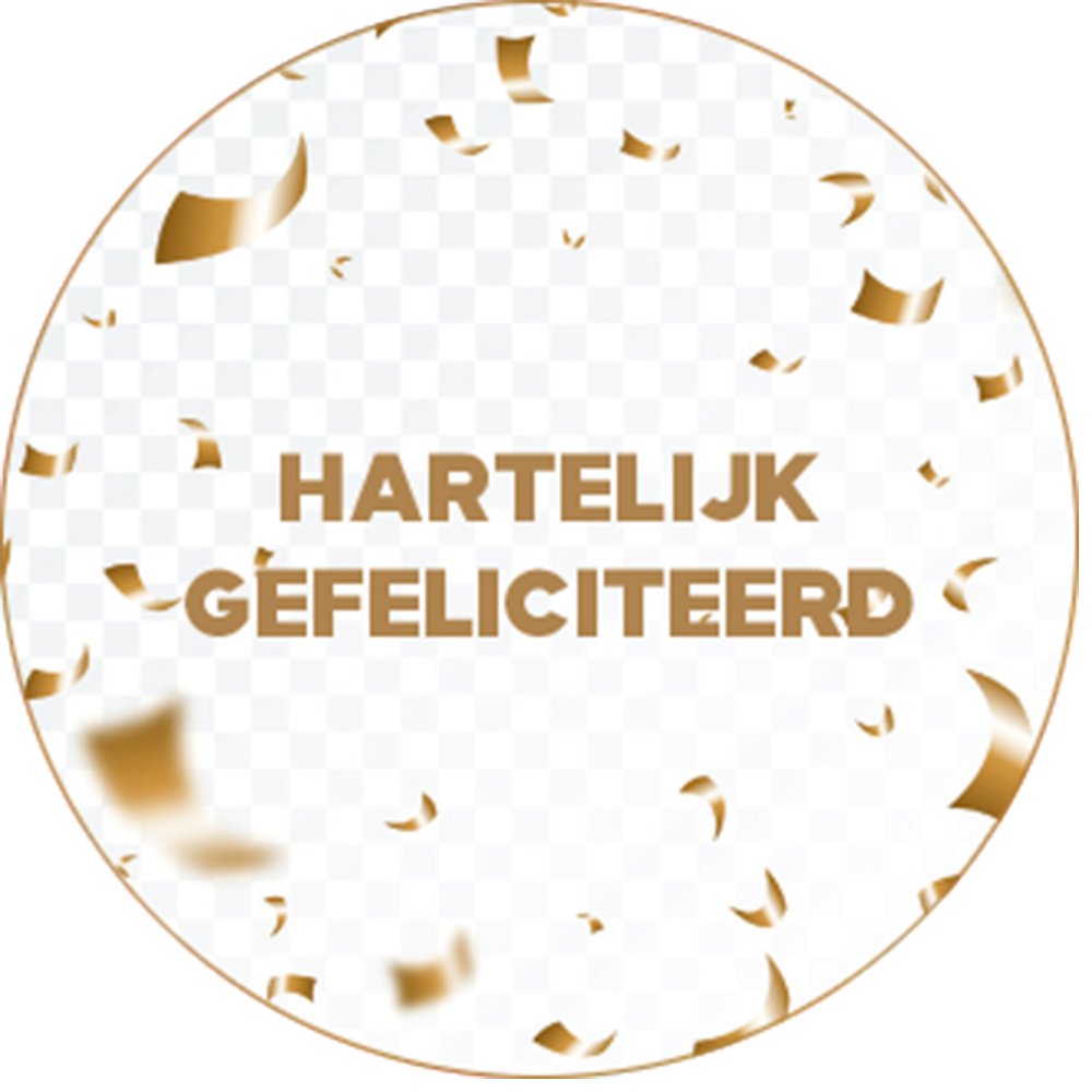 60x Sluitstickers Hartelijk Gefeliciteerd 5 cm Rond - Envelop sticker sluitsticker 2 - Ricard8718133040023