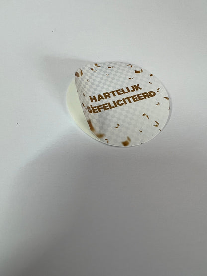 60x Sluitstickers Hartelijk Gefeliciteerd 5 cm Rond - Envelop sticker sluitsticker 2 - Ricard8718133040023