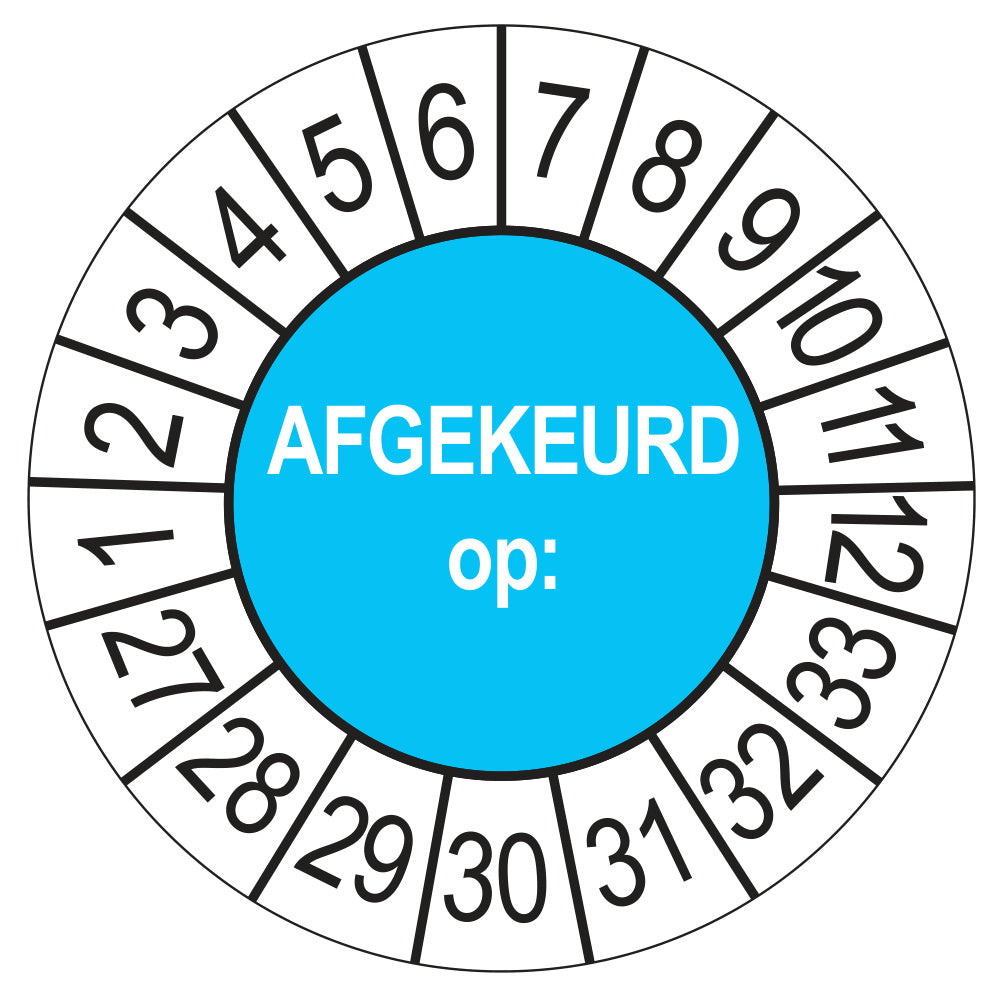 Keuringssticker Afgekeurd op 2027, blauw, Ø 35 mm