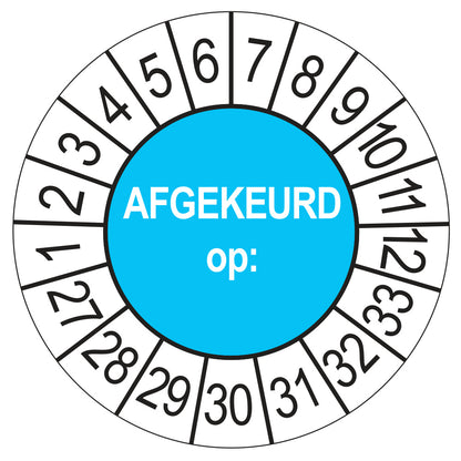 Keuringssticker Afgekeurd op 2027, blauw, Ø 35 mm