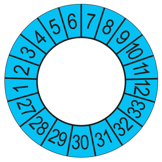 Keuringssticker Afgekeurd op 2027, buiten blauw, Ø 35 mm