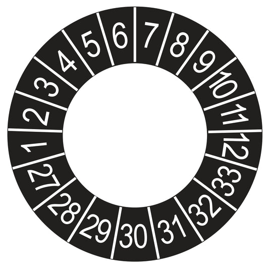Keuringssticker Afgekeurd op 2027, buiten zwart, Ø 35 mm
