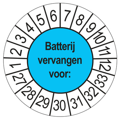 Keuringsstickers Batterij Vervangen 2027 | 50 stuks, Ø 35 mm | Blauw