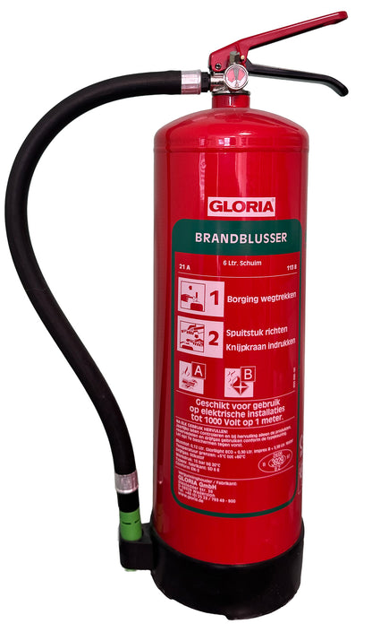 Brandblusser 6 Liter – PFAS- & Fluorvrij | Schuimblusser | Klasse A, B & C | Voldoet Nieuwe Wet