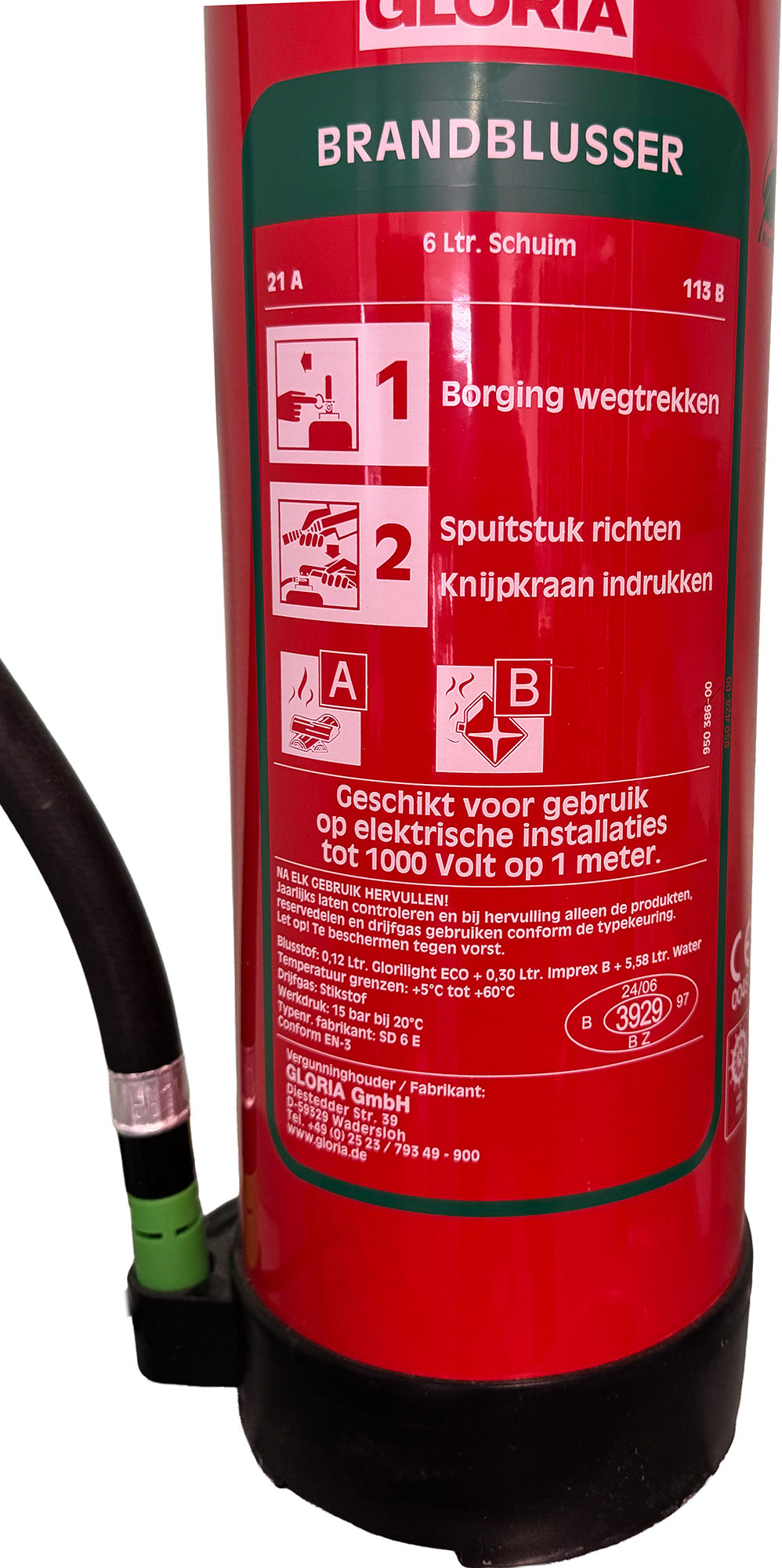Brandblusser 6 Liter – PFAS- & Fluorvrij | Schuimblusser | Klasse A, B & C | Voldoet Nieuwe Wet