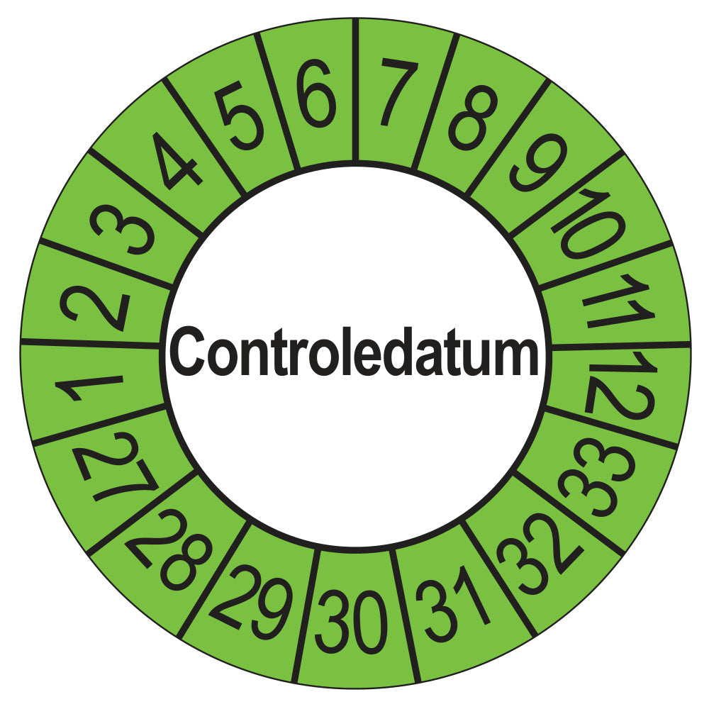Controledatum keuringssticker buiten groen 2027