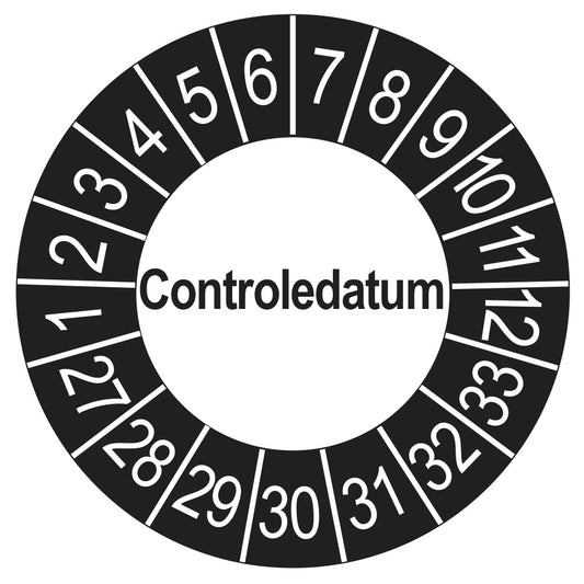 Controledatum keuringssticker buiten zwart 2027