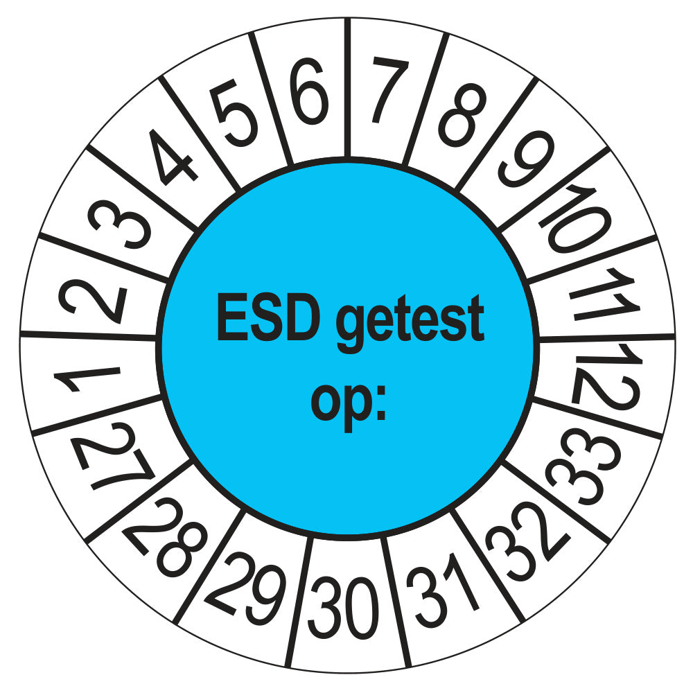 Keuringsstickers ESD Getest op 2027 | 50 stuks, Ø 35 mm | Blauw
