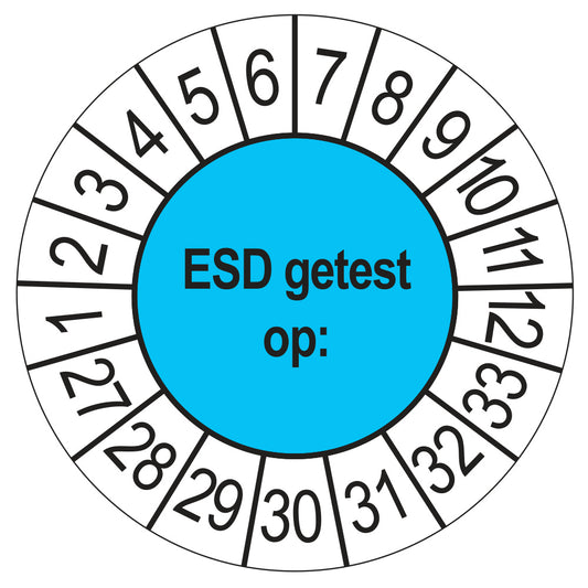 Keuringsstickers ESD Getest op 2027 | 50 stuks, Ø 35 mm | Blauw