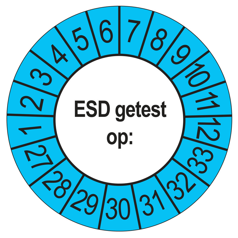 Keuringsstickers ESD Getest op 2027 | 50 stuks, Ø 35 mm | Buiten Blauw