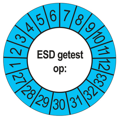 Keuringsstickers ESD Getest op 2027 | 50 stuks, Ø 35 mm | Buiten Blauw