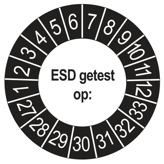 Keuringsstickers ESD Getest op 2027 | 50 stuks, Ø 35 mm | Buiten Zwart