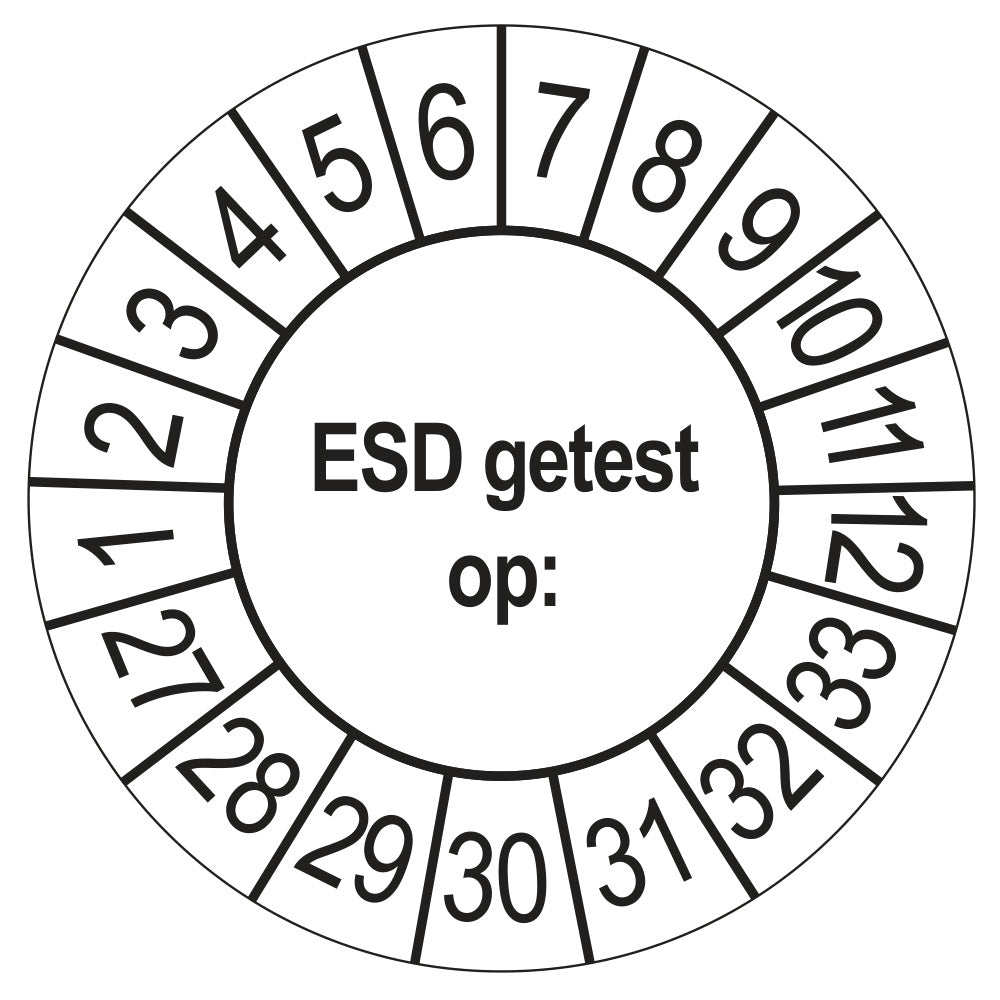 Keuringsstickers ESD Getest op 2027 | 50 stuks, Ø 35 mm | Wit