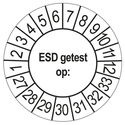 Keuringsstickers ESD Getest op 2027 | 50 stuks, Ø 35 mm | Wit