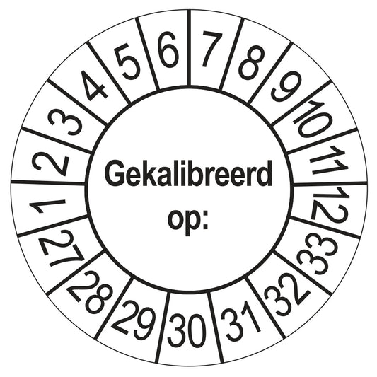 Keuringssticker Gekalibreerd op 2027, wit, Ø 35 mm