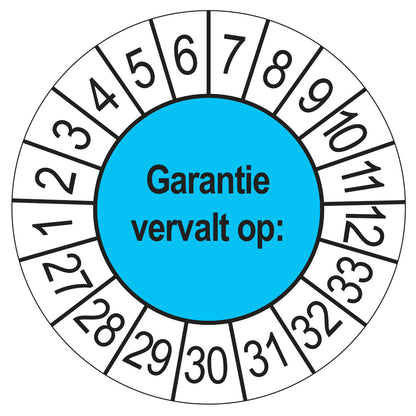 Keuringssticker Garantie vervalt op 2027, blauw, Ø 35 mm