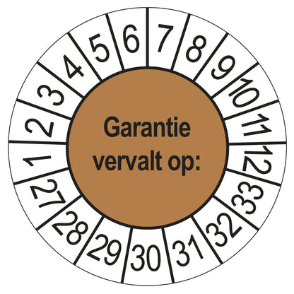 Keuringssticker Garantie vervalt op 2027, bruin, Ø 35 mm