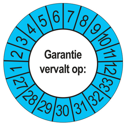 Keuringssticker Garantie vervalt op 2027, buiten blauw, Ø 35 mm