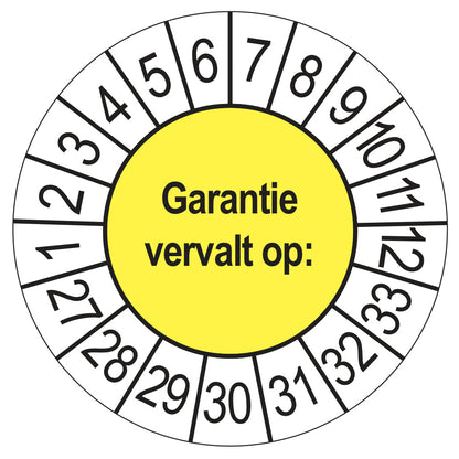 Keuringssticker Garantie vervalt op 2027, geel, Ø 35 mm