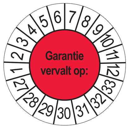 Keuringssticker Garantie vervalt op 2027, rood, Ø 35 mm