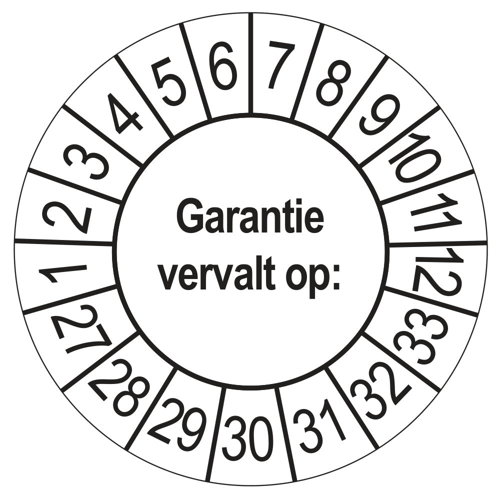 Keuringssticker Garantie vervalt op 2027, wit, Ø 35 mm