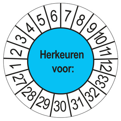 Keuringsstickers Herkeuren voor 2027 | 50 stuks, Ø 35 mm | Blauw