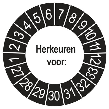 Keuringsstickers Herkeuren voor 2027 | 50 stuks, Ø 35 mm | Buiten Zwart