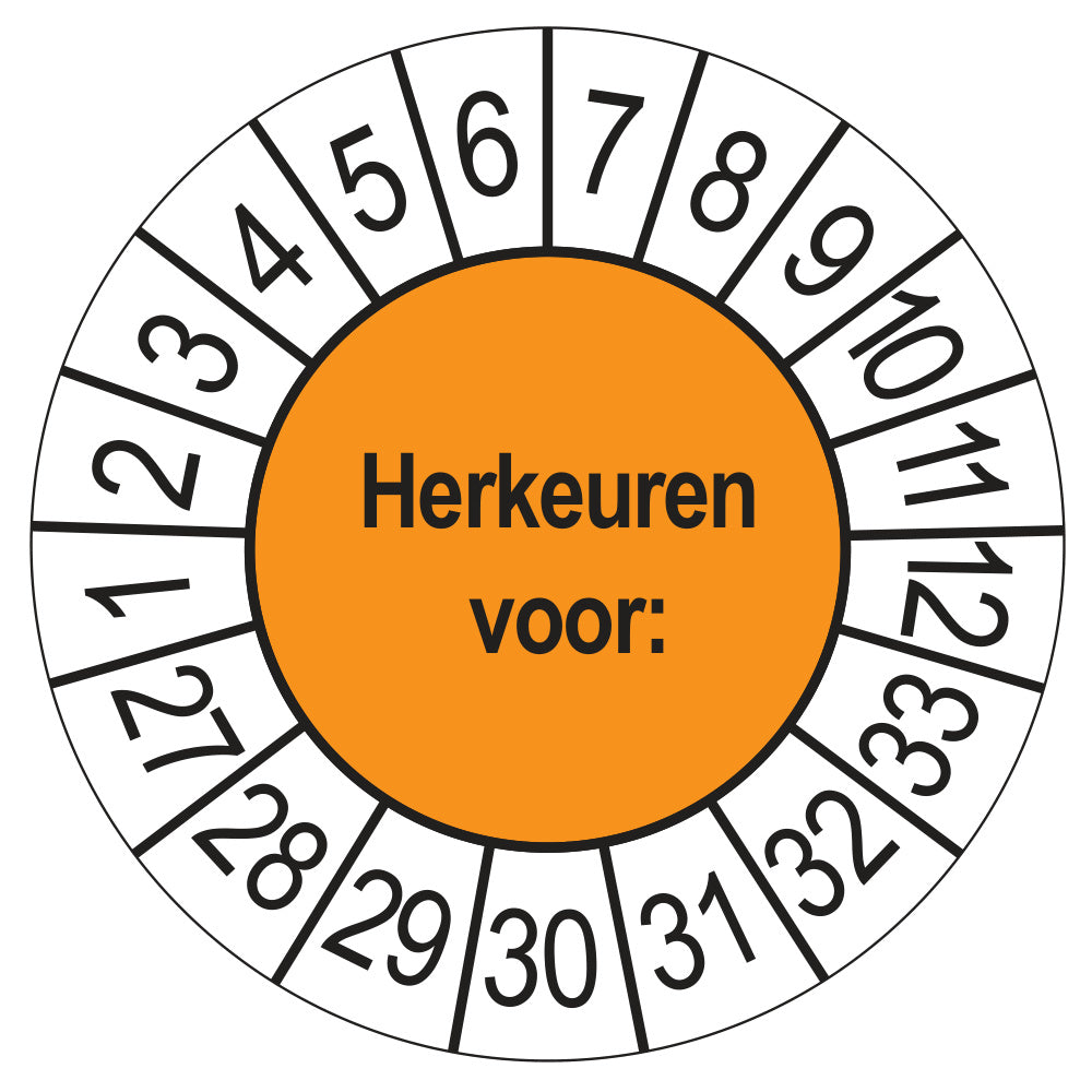Keuringsstickers Herkeuren voor 2027 | 50 stuks, Ø 35 mm | Oranje