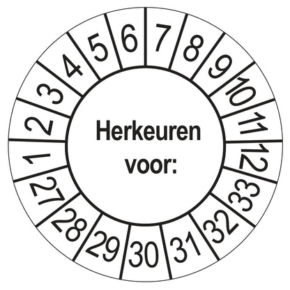Keuringsstickers Herkeuren voor 2027 | 50 stuks, Ø 35 mm | Wit