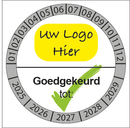 Keuringssticker met eigen logo