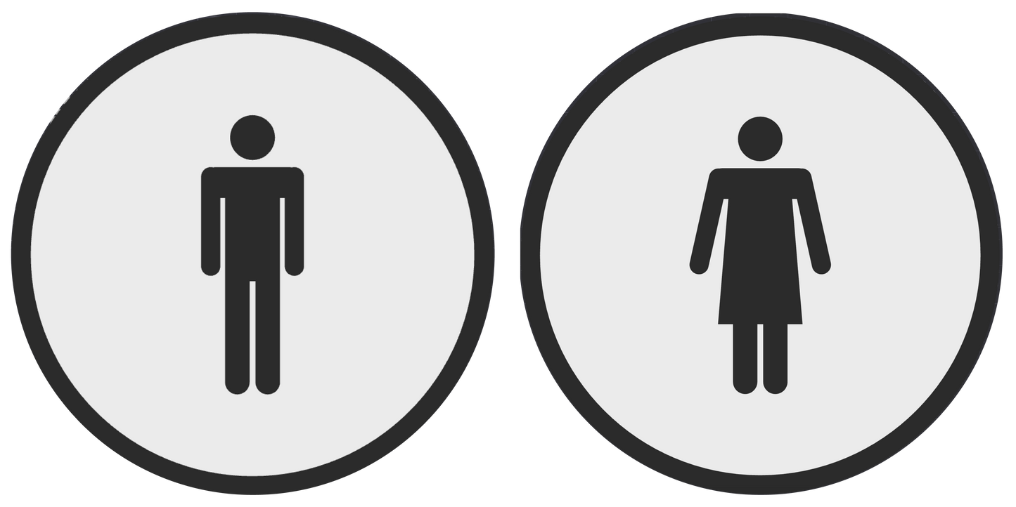 PLA toilet bordje man en vrouw Wit-Zwart 125mm rond