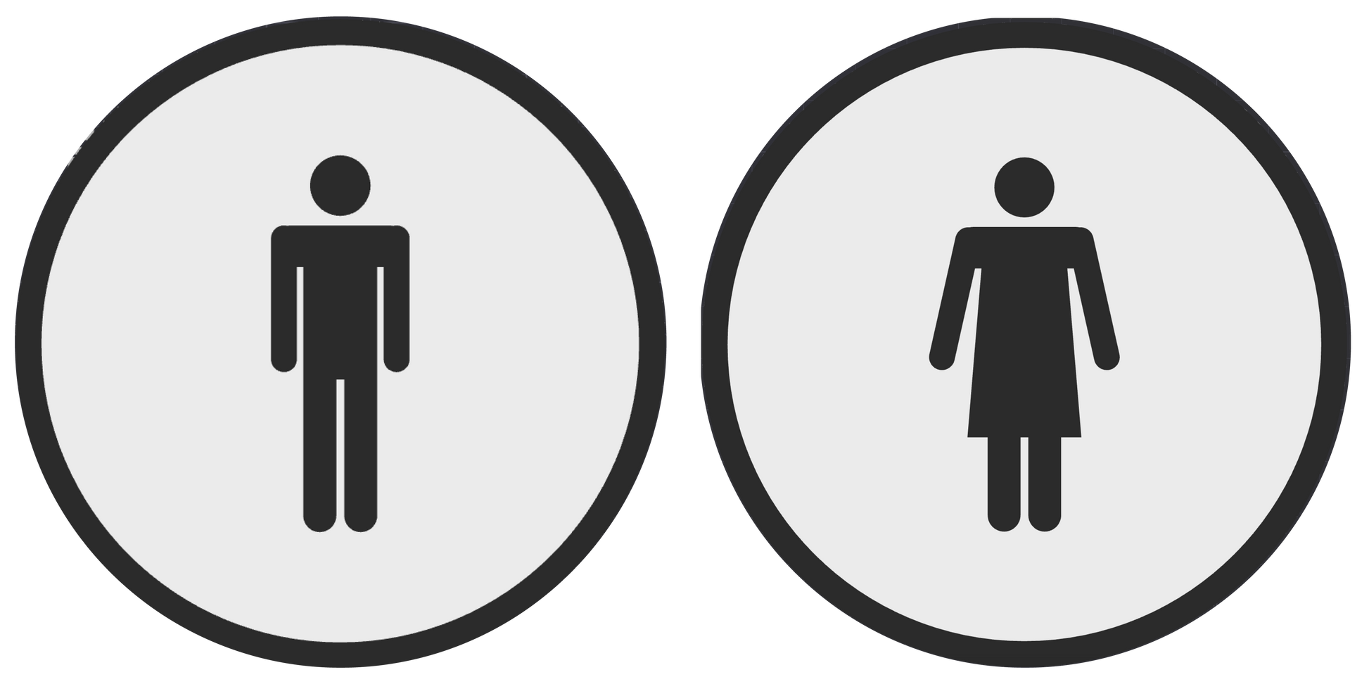 PLA toilet bordje man en vrouw Wit-Zwart 125mm rond