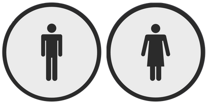 PLA toilet bordje man en vrouw Wit-Zwart 125mm rond