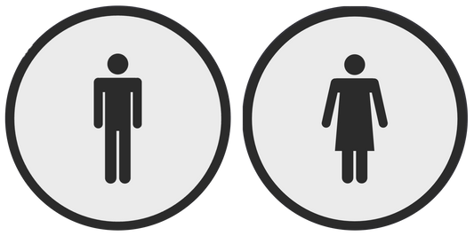 PLA toilet bordje man en vrouw Wit-Zwart 125mm rond