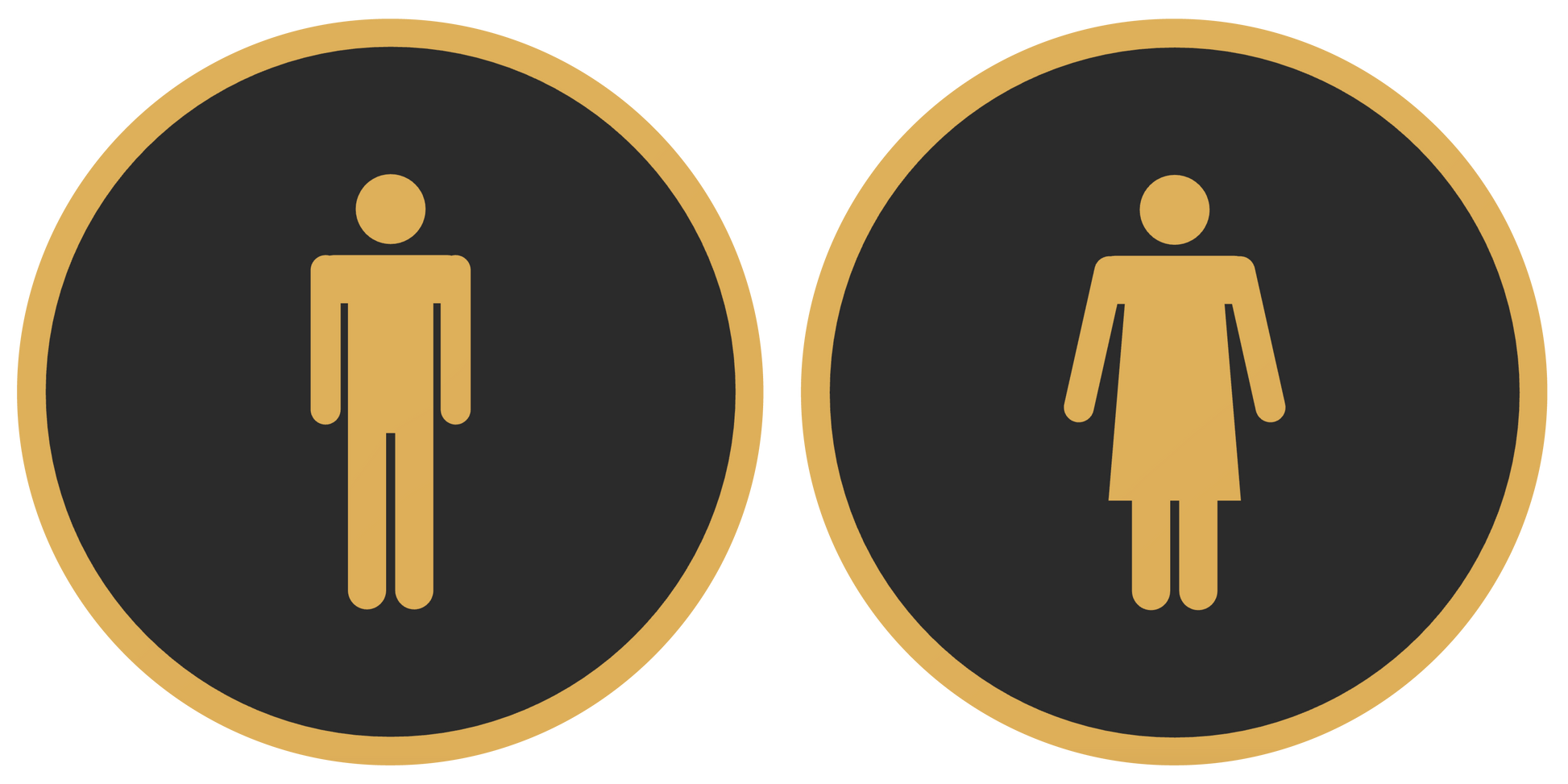 PLA toilet bordje man en vrouw Zwart-Goud 125mm rond
