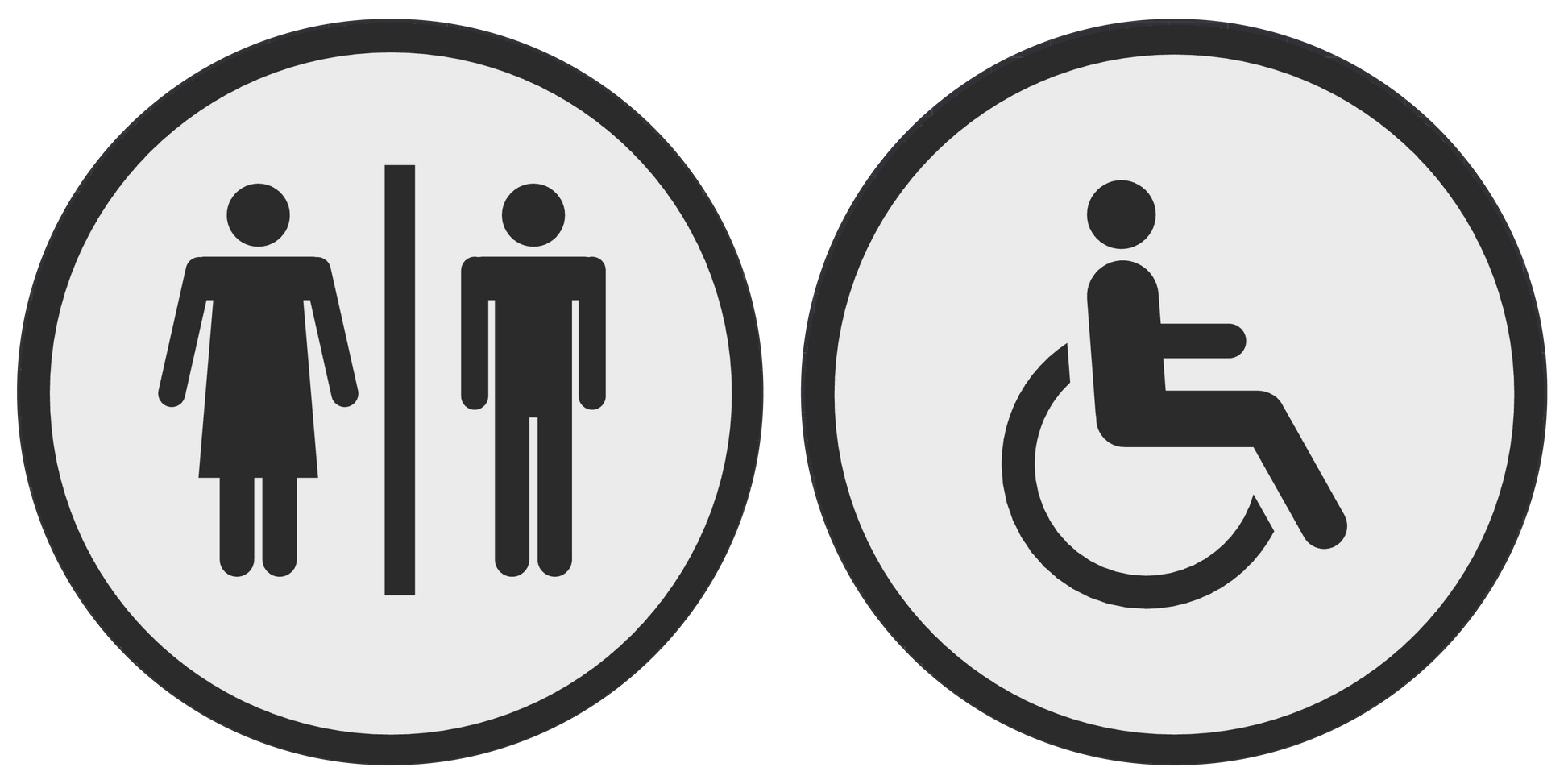 PLA toilet bordje man/vrouw en invalide Wit-Zwart 125mm rond