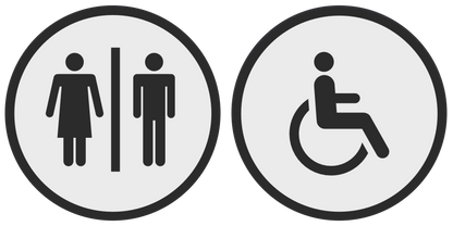 PLA toilet bordje man/vrouw en invalide Wit-Zwart 125mm rond