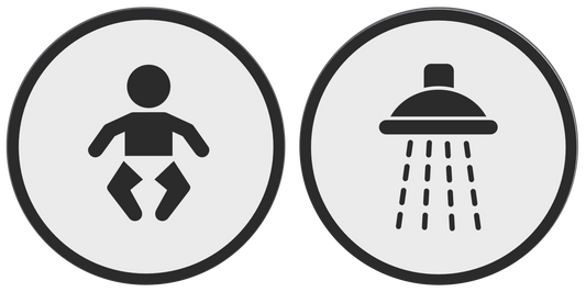 PLA bordje baby-verschoning en douche Wit-Zwart 125mm rond