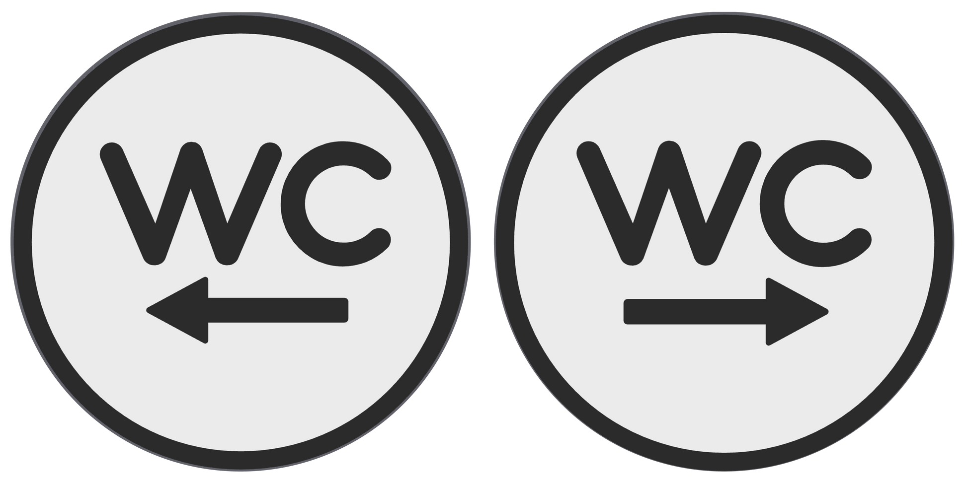 PLA WC bordje met pijl Wit-Zwart 125mm rond