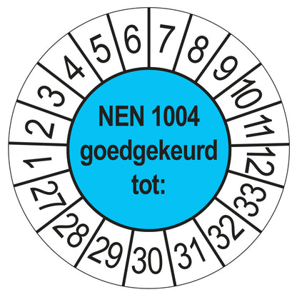 Keuringssticker NEN 1004 blauw, Ø 35 mm