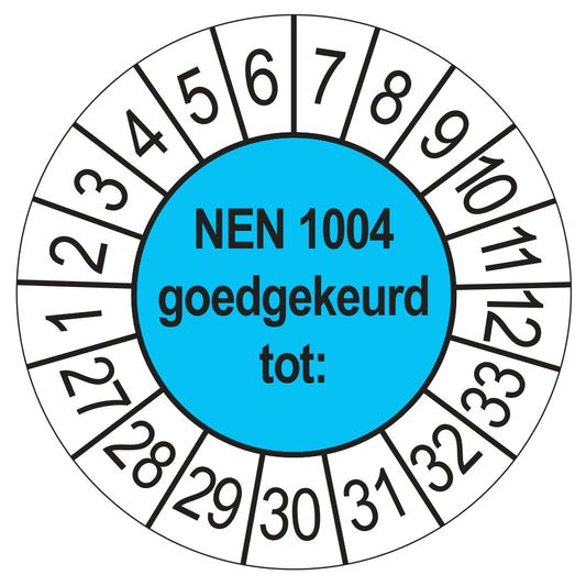 Keuringssticker NEN 1004 blauw, Ø 35 mm