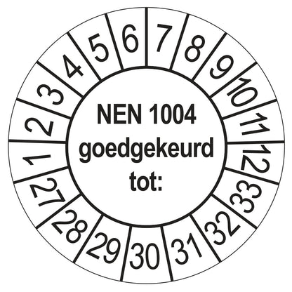 Keuringssticker NEN 1004 wit, Ø 35 mm