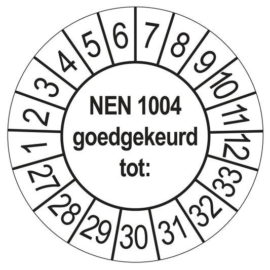 Keuringssticker NEN 1004 wit, Ø 35 mm