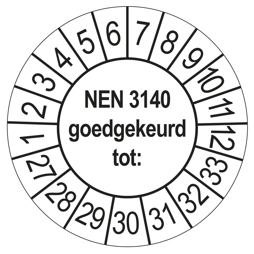 NEN 3140 keuringssticker wit 2027