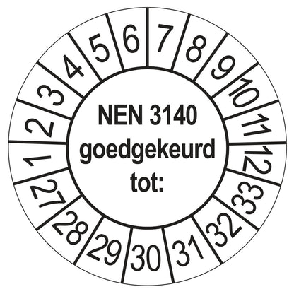 NEN 3140 keuringssticker wit 2027