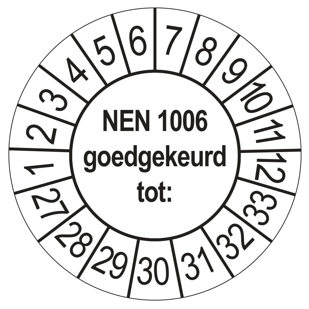 Keuringssticker NEN 1006 wit, Ø 35 mm