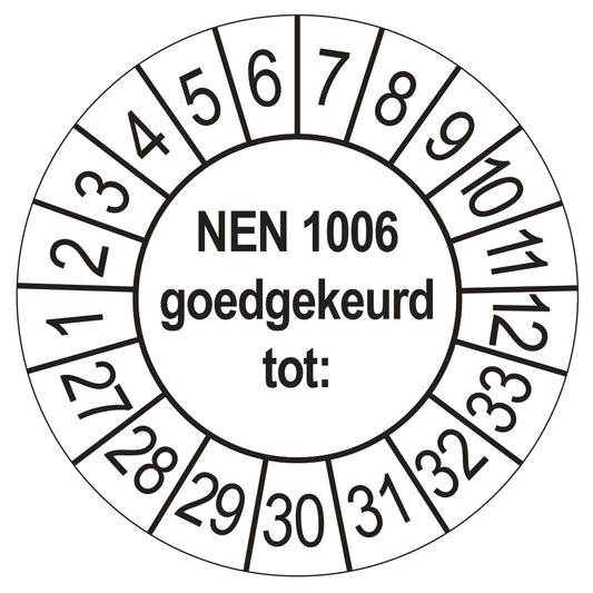 Keuringssticker NEN 1006 wit, Ø 35 mm