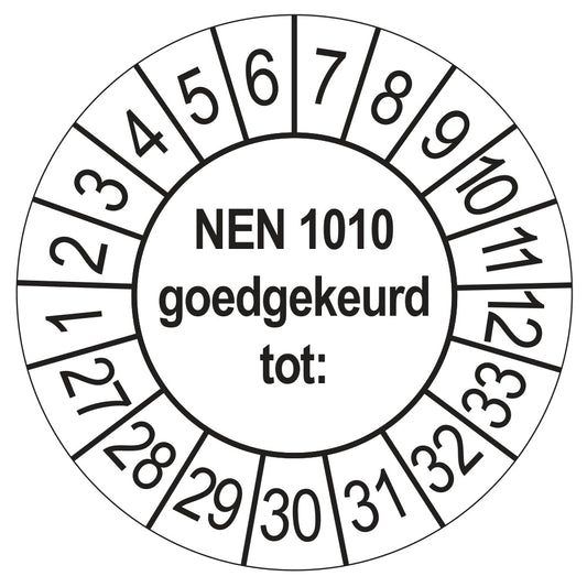 Keuringssticker NEN 1010 wit, Ø 35 mm