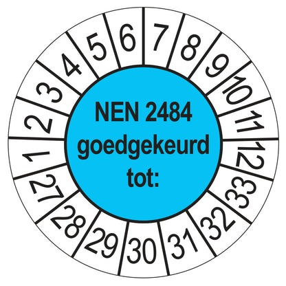 Keuringssticker NEN 2484 blauw, Ø 35 mm