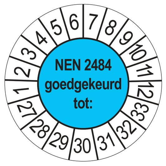 Keuringssticker NEN 2484 blauw, Ø 35 mm